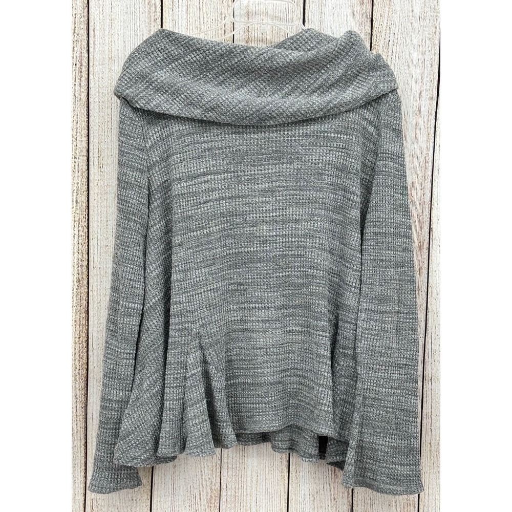 Postmark Lassen Coal Neck Sweater Large Gray Textured Knit Swing Anthropologie - Picture 2 of 6
